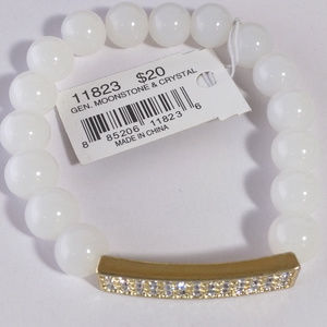 Genuine Moonstone and Crystal Bracelet